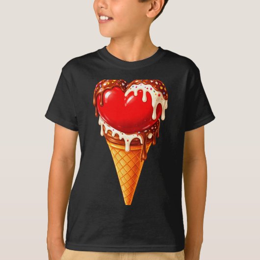 Ice Cream Heart Funny Drip Valentines Day Boys Gir T-shirt (Voorkant)