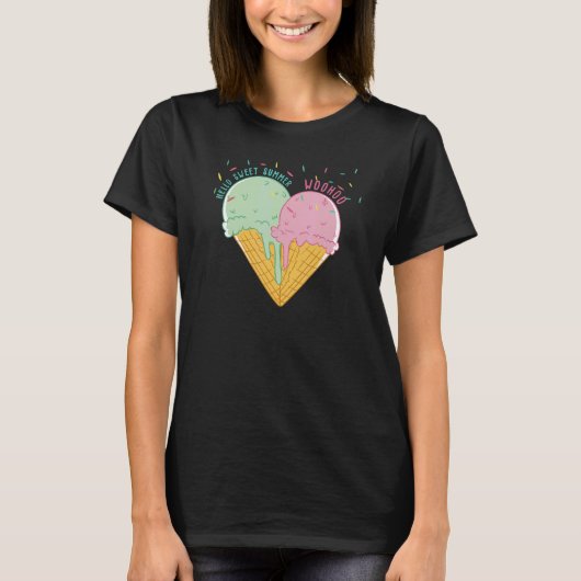 Ice Cream Heart Hallo Summer Ice Cream Cream Cream T-shirt (Voorkant)