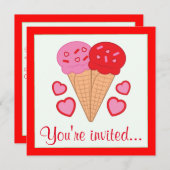 Ice Cream heeft de partij van de Valentijnse hartk Kaart (Voorkant / Achterkant)