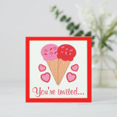 Ice Cream heeft de partij van de Valentijnse hartk Kaart (Staand voorkant)