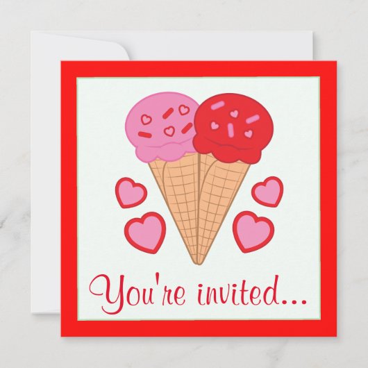 Ice Cream heeft de partij van de Valentijnse hartk Kaart (Voorkant)