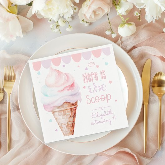 Ice cream Heres de scoop verjaardagsfeestje Servet