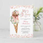 Ice Cream Hier is de Scoop Baby shower Uitnodiging (Staand voorkant)