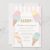 Ice Cream Hier is de Scoop verjaardagsuitnodiging Kaart (Voorkant)