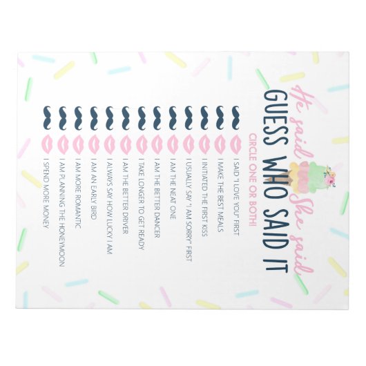 Ice Cream Hij zei dat ze douche spel pack zei Notitieblok (Voorkant)