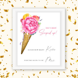 Ice cream - Hoeveel kisses vrijgezellenfeest spel Poster
