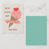 Ice Cream Hoor de Scoop Classroom Valentijn Kaart (Voorkant / Achterkant)