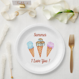 Ice Cream I love you Cute Summer Papieren Bordje
