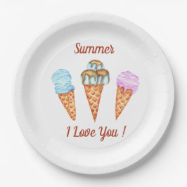 Ice Cream I love you Cute Summer Papieren Bordje