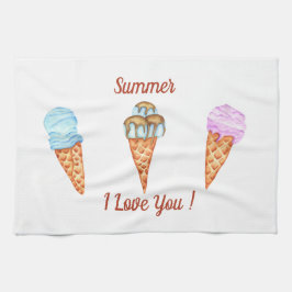 Ice Cream I love you Cute Summer Theedoek
