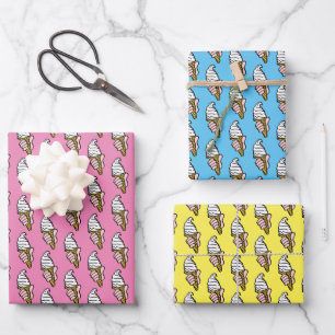 Ice Cream Illustratie over patroon Inpakpapier Vel
