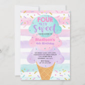 Ice Cream Invitation Four Ever Sweet 4th Birthday Kaart (Voorkant)