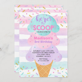 Ice Cream Invitation Ice Cream Birthday Party Kaart