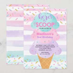 Ice Cream Invitation Ice Cream Birthday Party Kaart