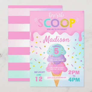 Ice Cream Invitation Ice Cream Birthday Party Kaart
