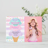 Ice Cream Invitation Ice Cream Birthday Party Kaart (Staand voorkant)