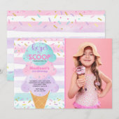 Ice Cream Invitation Ice Cream Birthday Party Kaart (Voorkant / Achterkant)