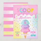 Ice Cream Invitation Ice Cream Birthday Party Kaart (Voorkant / Achterkant)