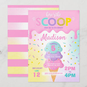 Ice Cream Invitation Ice Cream Birthday Party Kaart