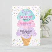 Ice Cream Invitation Ice Cream Birthday Party Kaart (Staand voorkant)