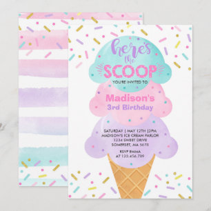 Ice Cream Invitation Ice Cream Birthday Party Kaart