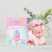 Ice Cream Invitation Ice Cream Birthday Party Kaart (Staand voorkant)