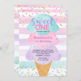 Ice Cream Invitation Sweet One 1st Birthday Kaart