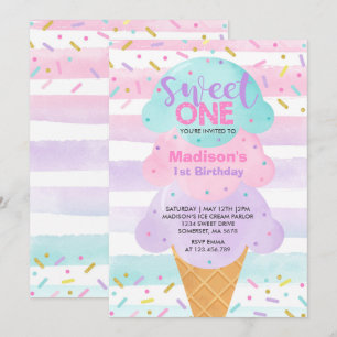 Ice Cream Invitation Sweet One 1st Birthday Kaart