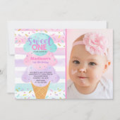 Ice Cream Invitation Sweet One 1st Birthday Kaart (Voorkant)