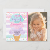 Ice Cream Invitation Three is de zoete derde verja Kaart (Voorkant)