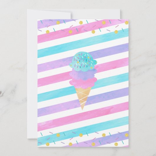 Ice Cream Invitation Two Sweet 2nd Birthday Invite Kaart (Achterkant)