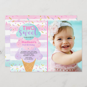 Ice Cream Invitation Two Sweet 2nd Birthday Kaart