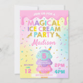 Ice Cream Invitation Unicorn Ice Cream Party Kaart (Voorkant)