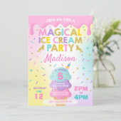 Ice Cream Invitation Unicorn Ice Cream Party Kaart (Staand voorkant)