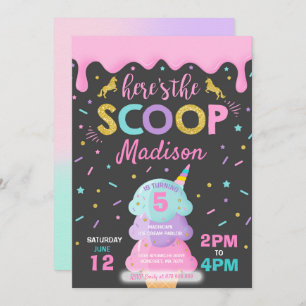 Ice Cream Invitation Unicorn Ice Cream Party Kaart