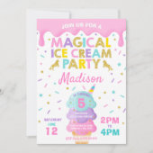 Ice Cream Invitation Unicorn Ice Cream Party Kaart (Voorkant)
