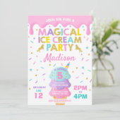 Ice Cream Invitation Unicorn Ice Cream Party Kaart (Staand voorkant)