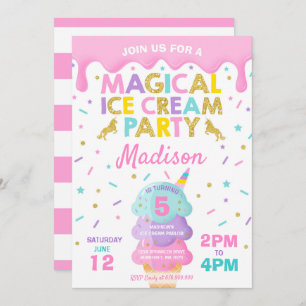 Ice Cream Invitation Unicorn Ice Cream Party Kaart