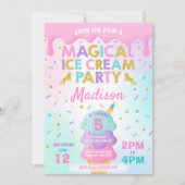 Ice Cream Invitation Unicorn Ice Cream Party Kaart (Voorkant)