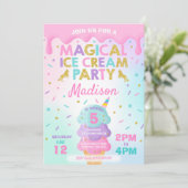 Ice Cream Invitation Unicorn Ice Cream Party Kaart (Staand voorkant)