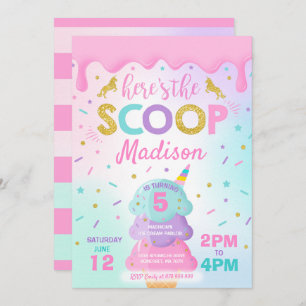 Ice Cream Invitation Unicorn Ice Cream Party Kaart