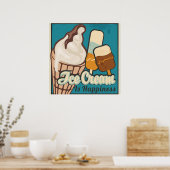 Ice Cream is Happiness Retro Guilty Pleasote Poster (Keuken)