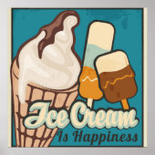 Ice Cream is Happiness Retro Guilty Pleasote Poster (Voorkant)