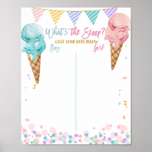 Ice Cream Jongen of Meisje Stembord Geslacht Onthu Poster (Voorkant)