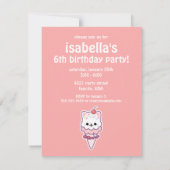Ice Cream Kat Birthday Party Invitations Kaart (Achterkant)