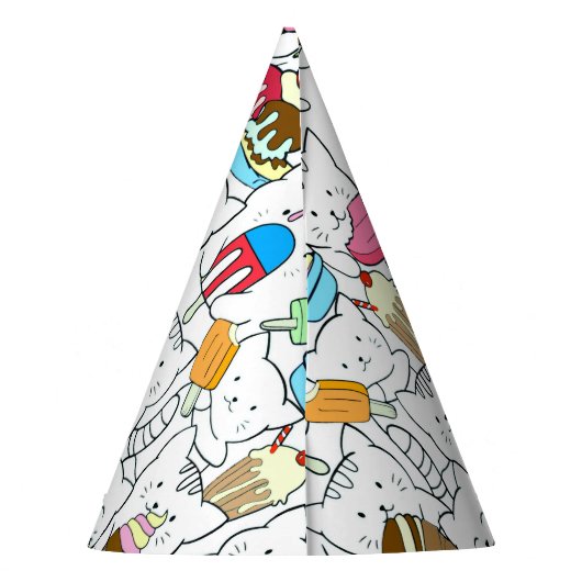 Ice Cream Kat Cute Kawaii Cats Paper Party Pet Feesthoedjes (Achterkant)