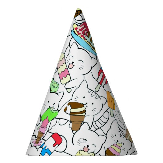 Ice Cream Kat Cute Kawaii Cats Paper Party Pet Feesthoedjes (Rechts)