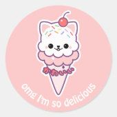 Ice Cream Kat Ronde Sticker (Voorkant)