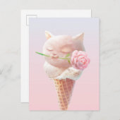 Ice Cream Kat – Rosy & Dreamy Aankondigingskaart (Voorkant / Achterkant)