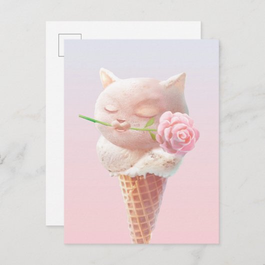 Ice Cream Kat – Rosy & Dreamy Aankondigingskaart (Voorkant / Achterkant)